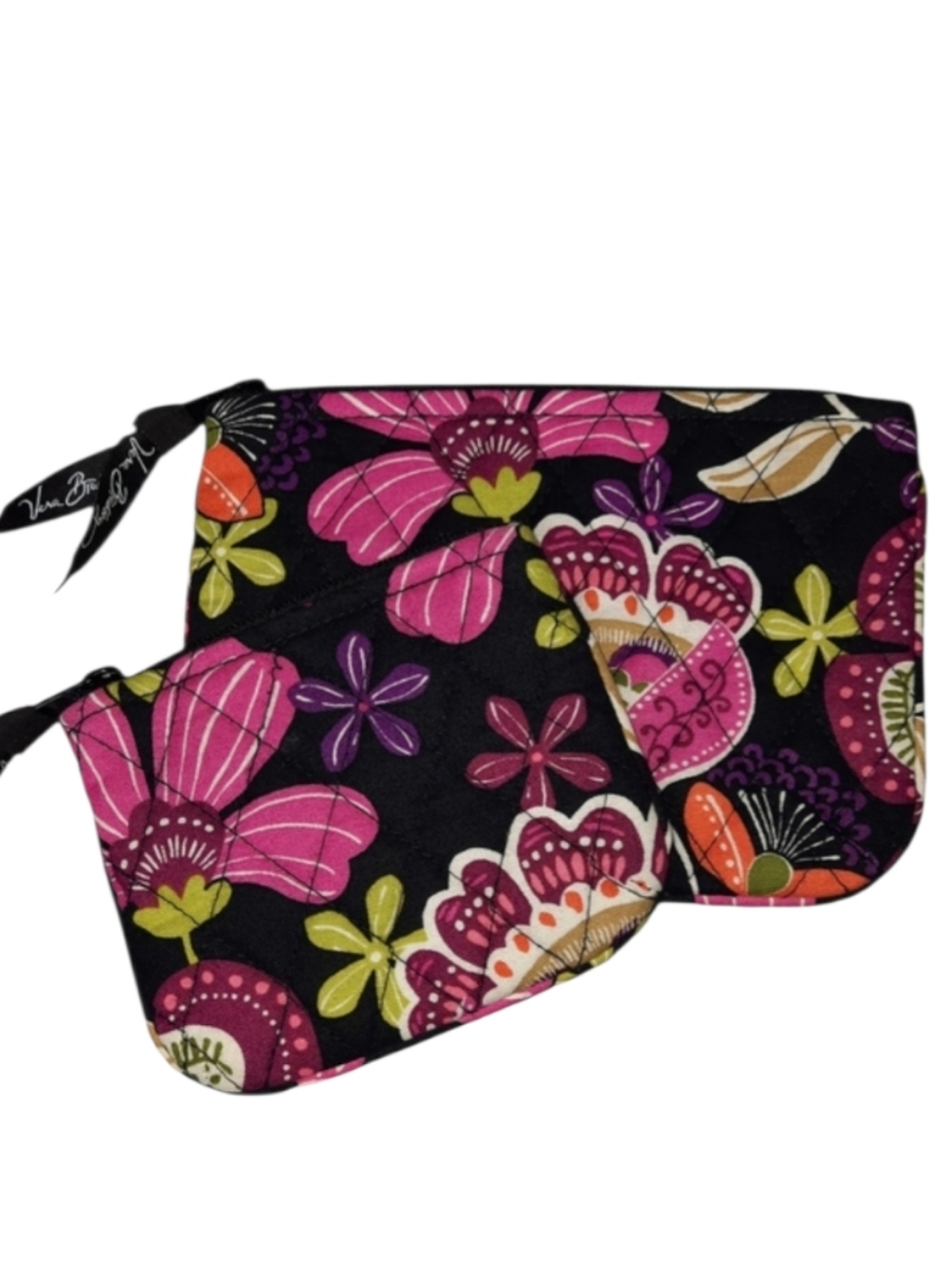Vera Bradley 2PC Vibrant Floral Quilted Zipper Pouches